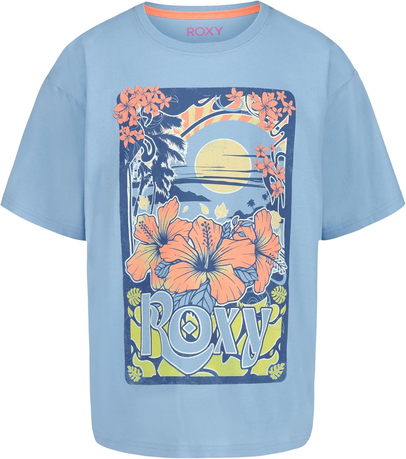 Girls' Short Sleeve Oversized Fit Logo Tee, Crew Neck Graphic T-Shirt, Soft & Comfortable