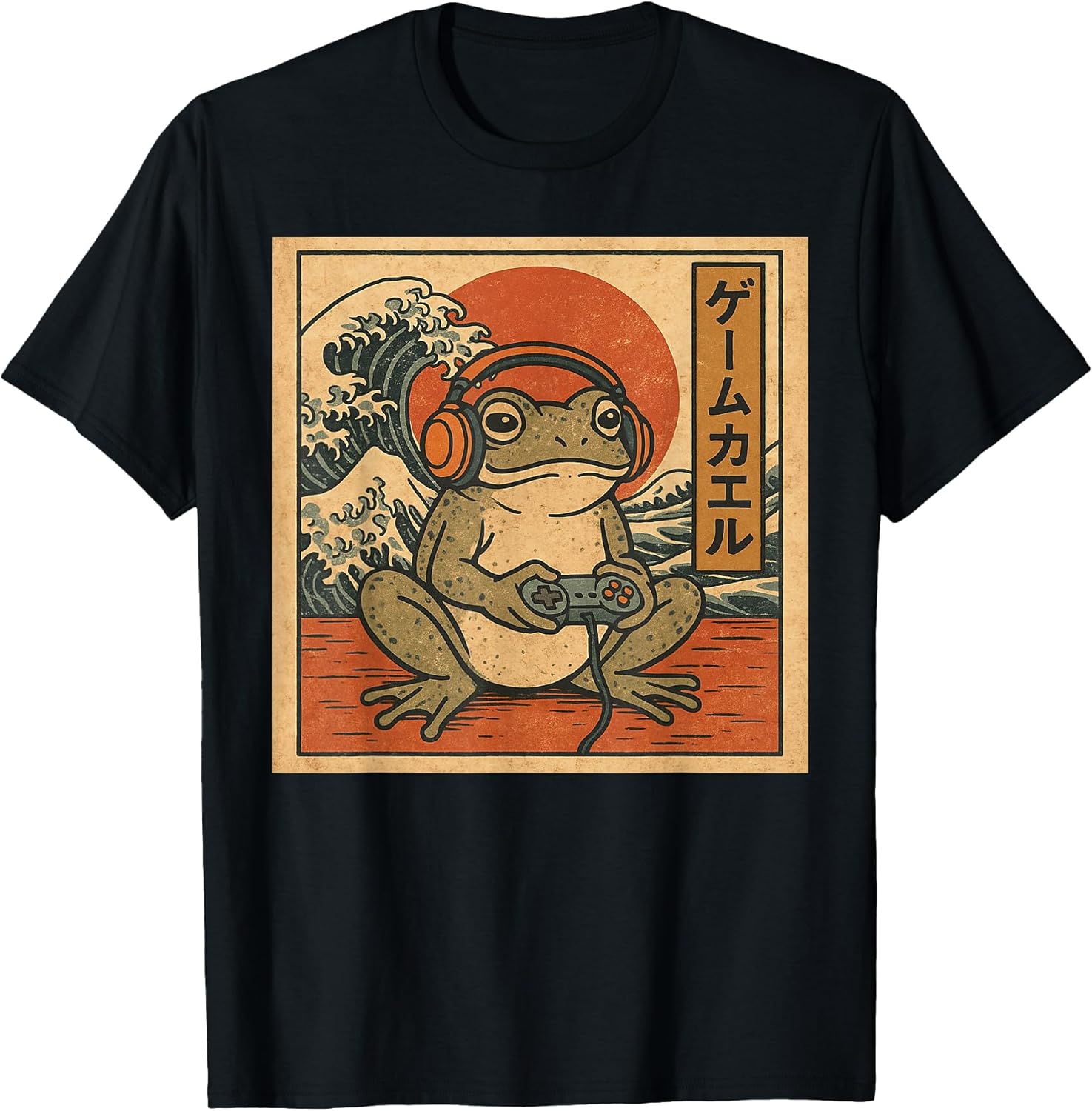 Gaming Frog Art Ukiyo-e Japanese Gamer Anime Men Women Boys T-Shirt