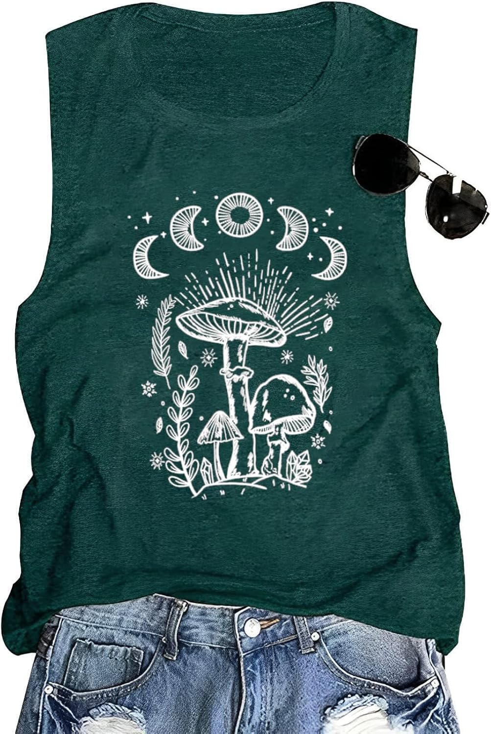 Vintage Boho Graphic Tees for Women Summer Round Neck Nature Cottagecore Tee Tops