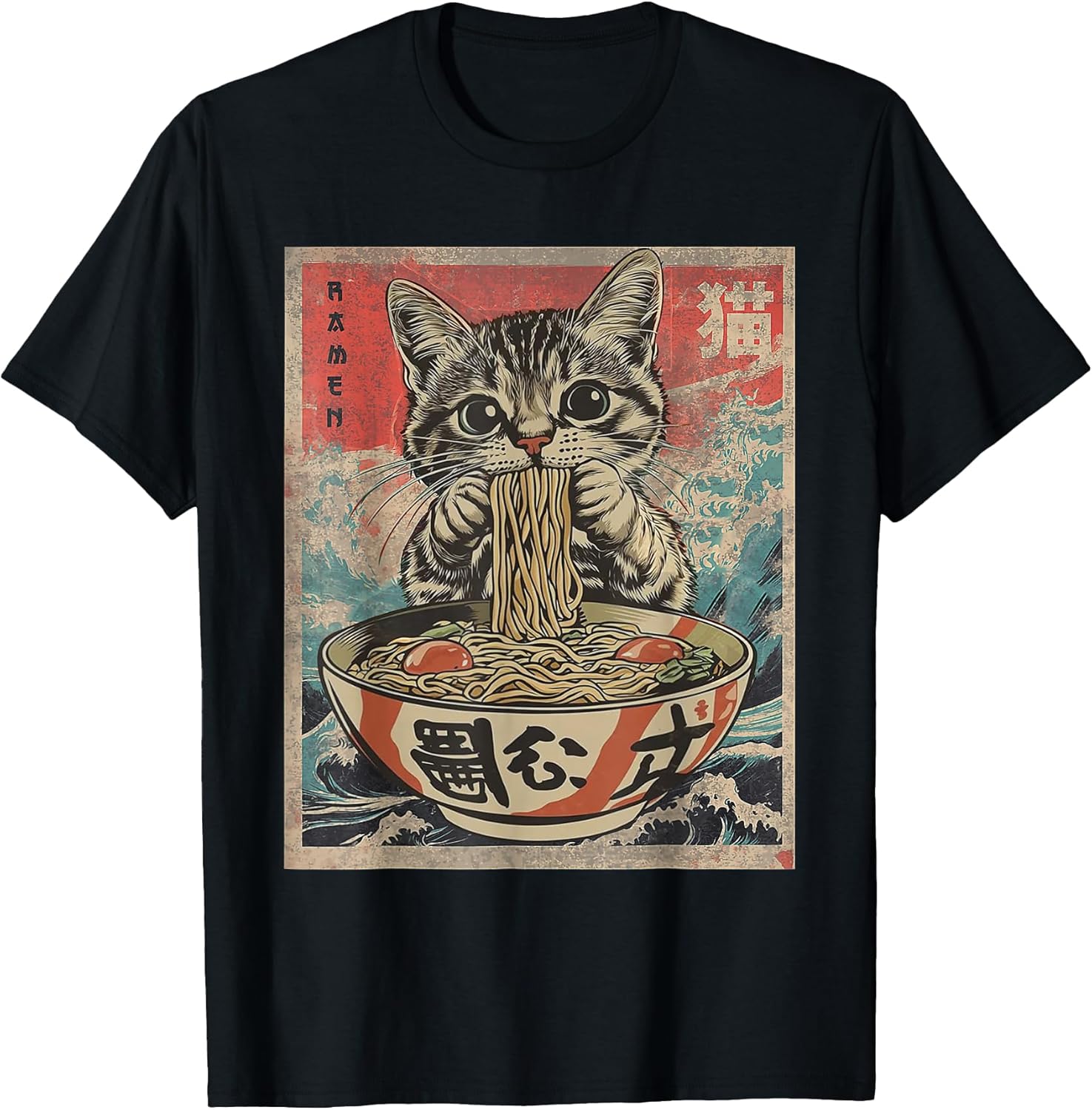 Funny Cat Ramen Noodles Kawaii Anime Manga Japanese Food T-Shirt