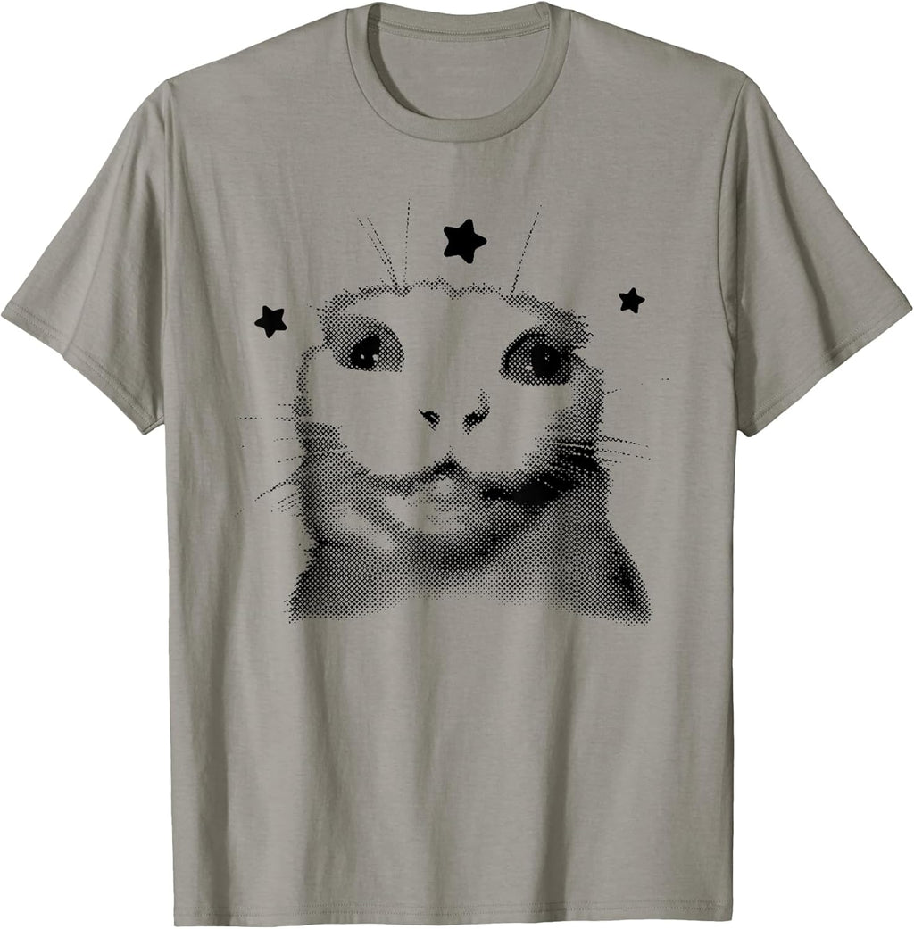 Funny Cute Retro Cat Silly Vintage Kitten Meme Cat Lovers T-Shirt