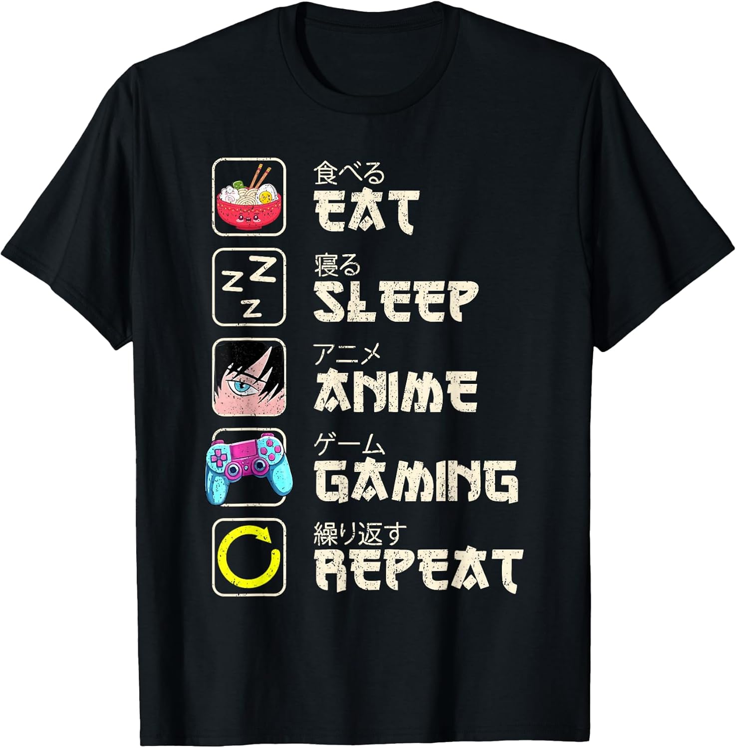 Eat Sleep Anime Gaming Repeat Gamer Men Teen Boy Gifts Anime T-Shirt