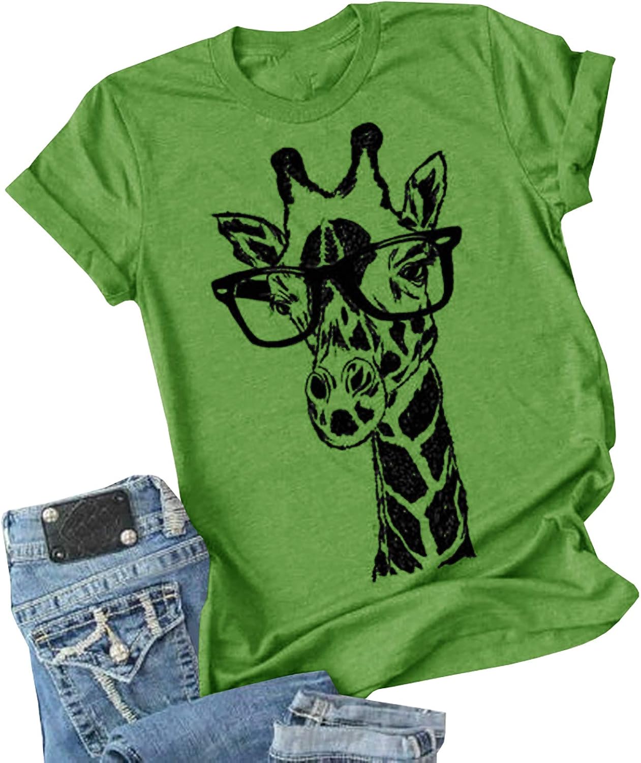 Womens Giraffe T Shirt Summer Funny Graphic Short Sleeve Crewneck Tees Casual Shirt Tops