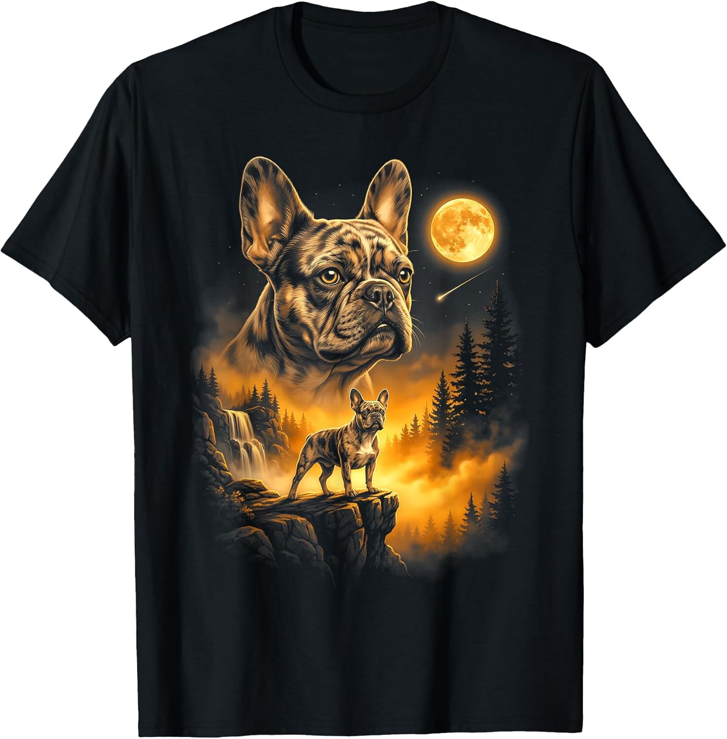 French Bulldog Howling to The Moon Dog Lover Vintage Graphic T-Shirt