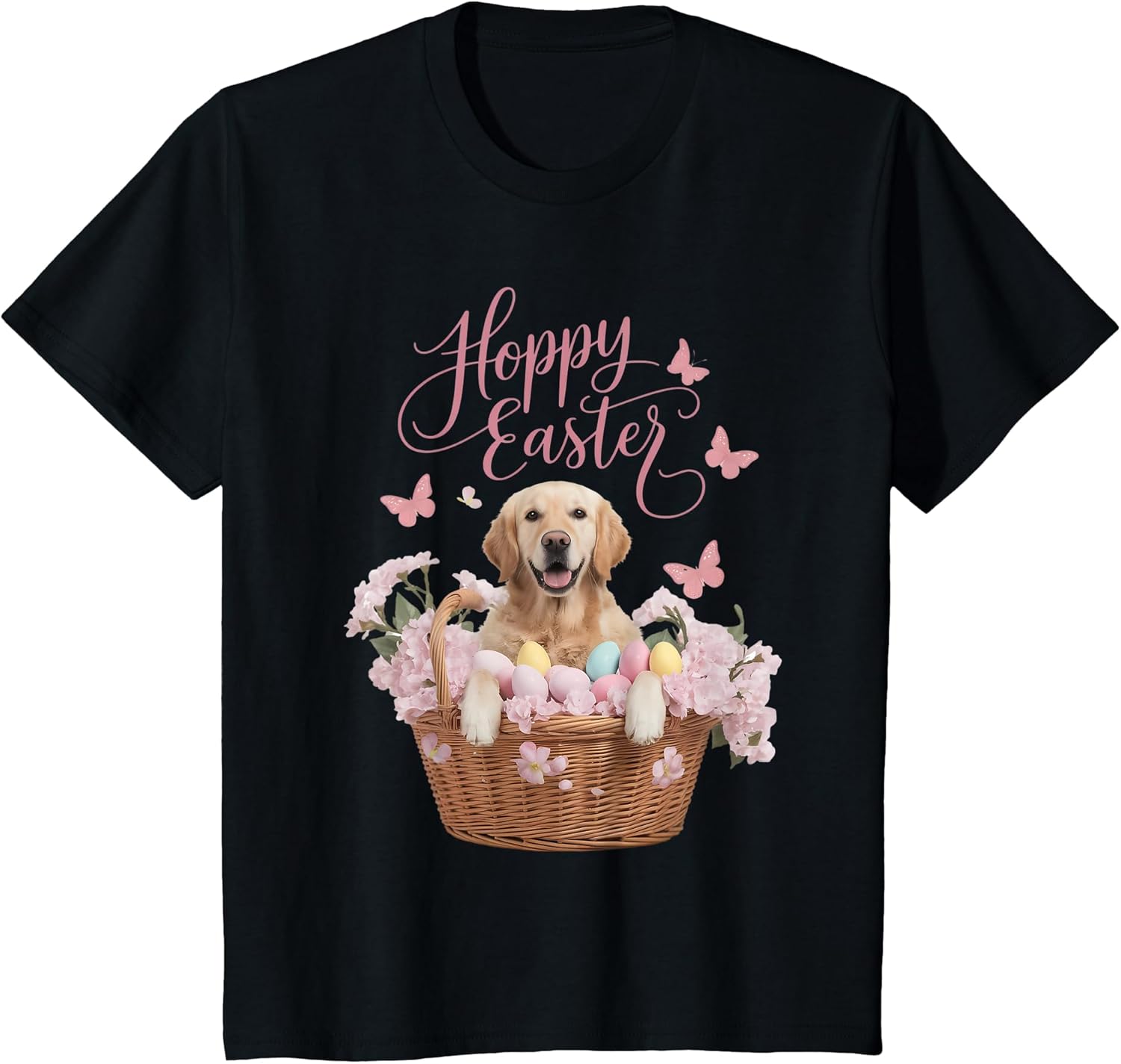 Golden Retriever Easter Bunny Eggs Hunting Funny Dog Lovers Women Kids T-Shirt