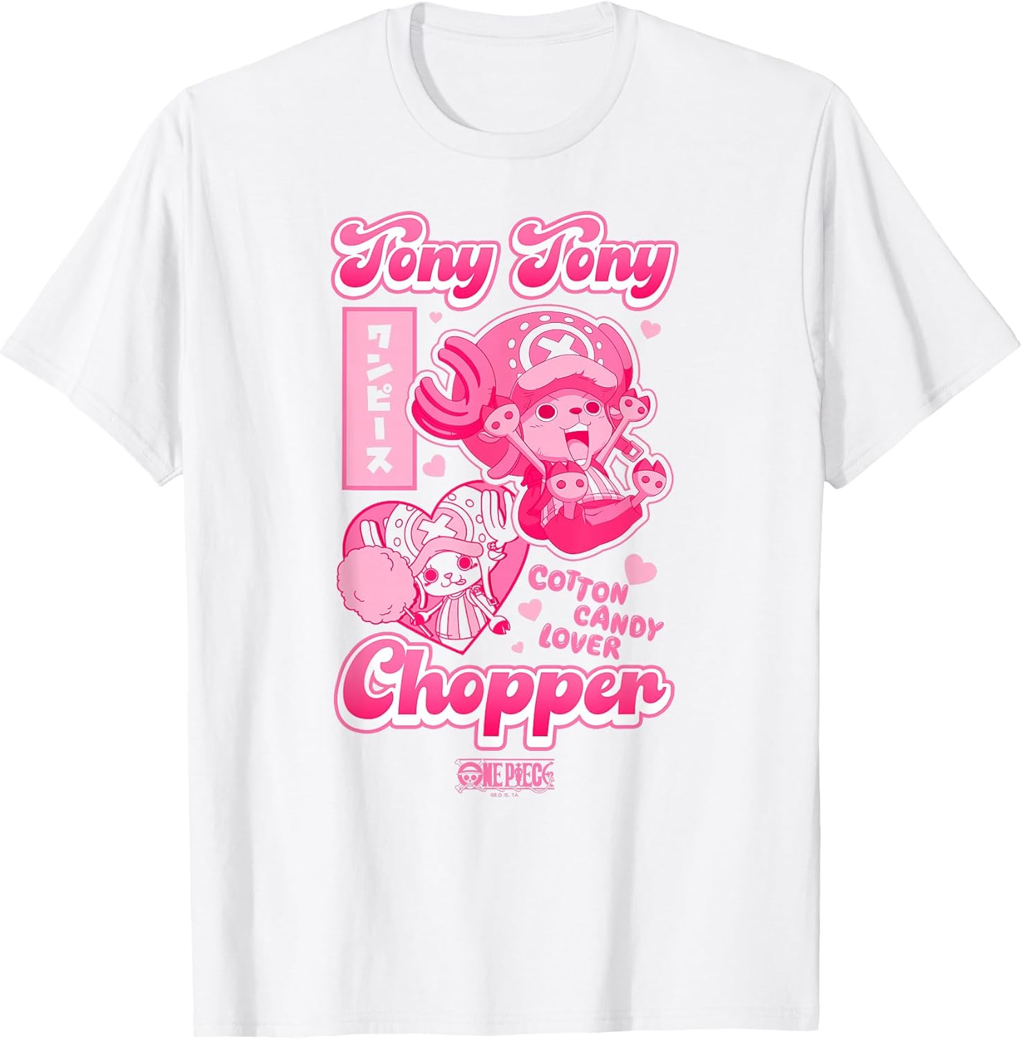 Anime Tony Tony Chopper Bright Pink Hearts T-Shirt