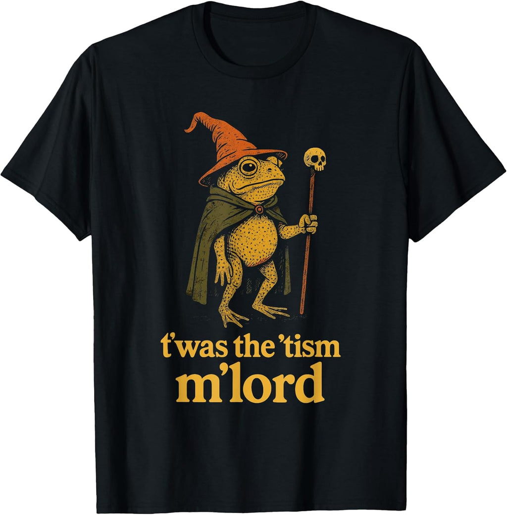 Funny Meme TWAS The Tism M Lord Frog Wizard Graphic Tee Kids T-Shirt