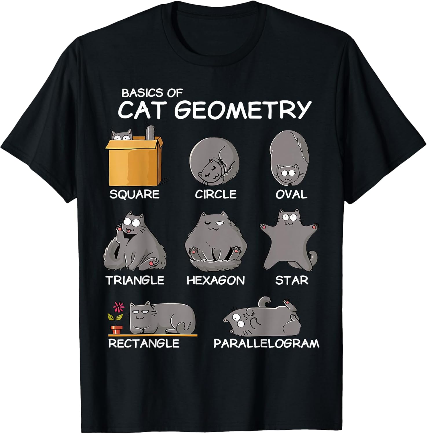 Cat Geometry Math Funny Cat Gifts for Cat Dad, Cat Mom, Kids T-Shirt