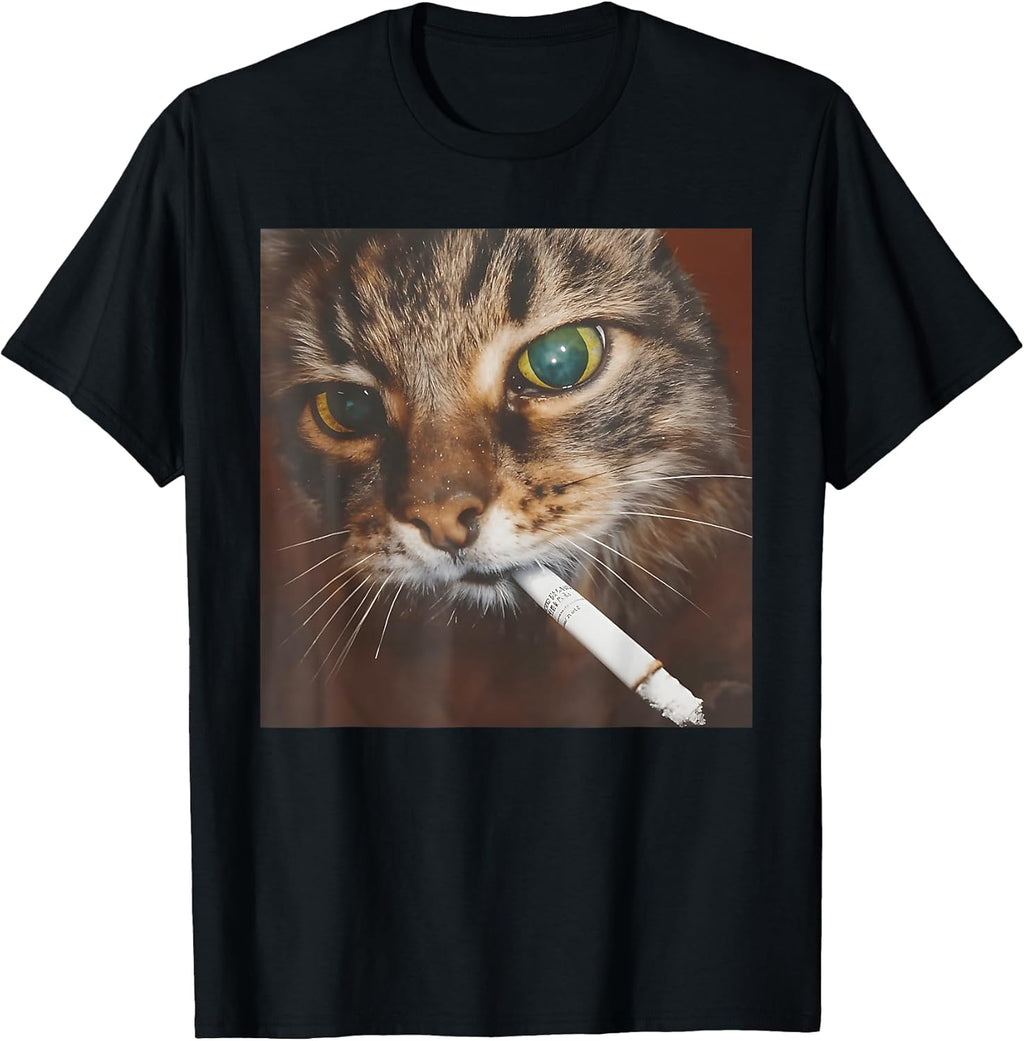 Funny Smoking Cat, Cigarette Kitty Gen Z Meme, Cat Lover T-Shirt