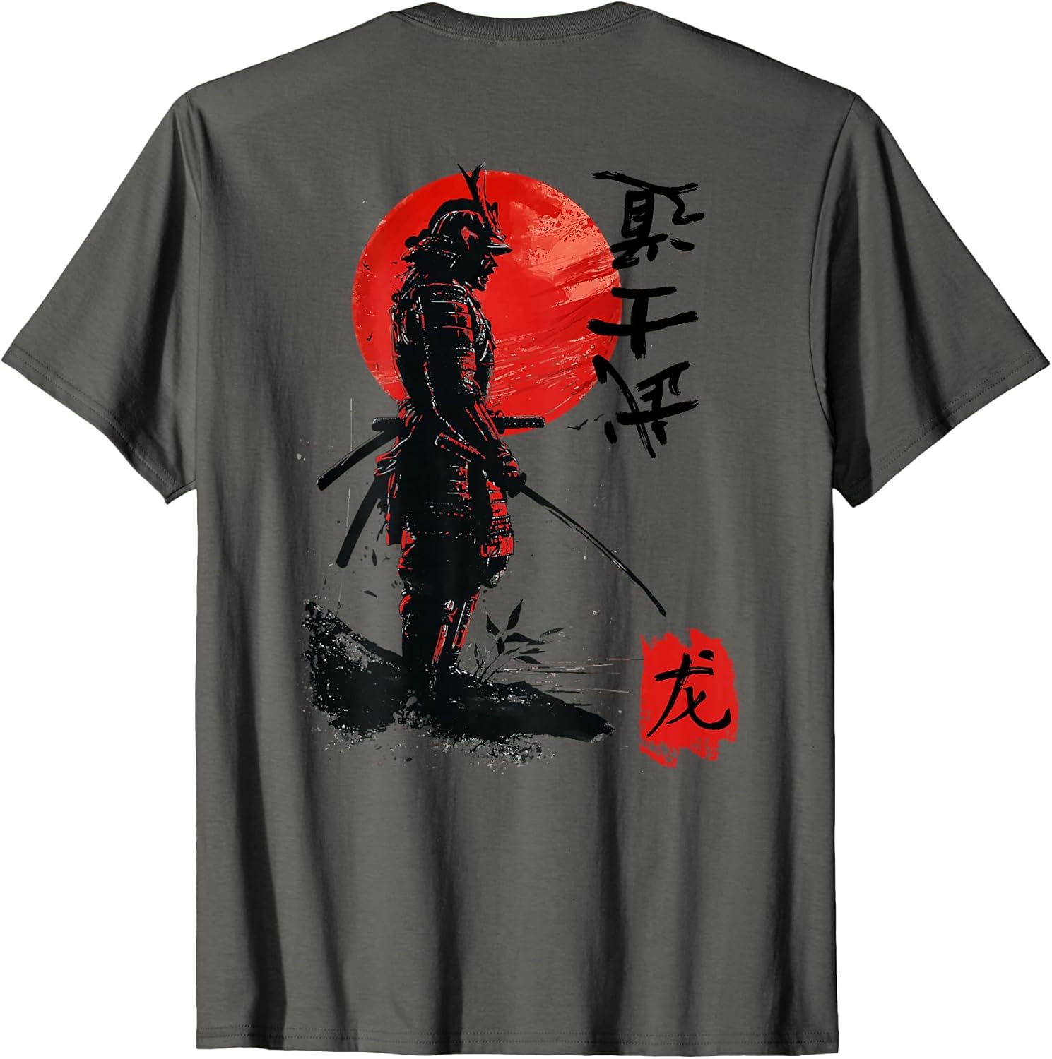 Samurai Japanese Red Eclipse Warrior Art BACK T-Shirt