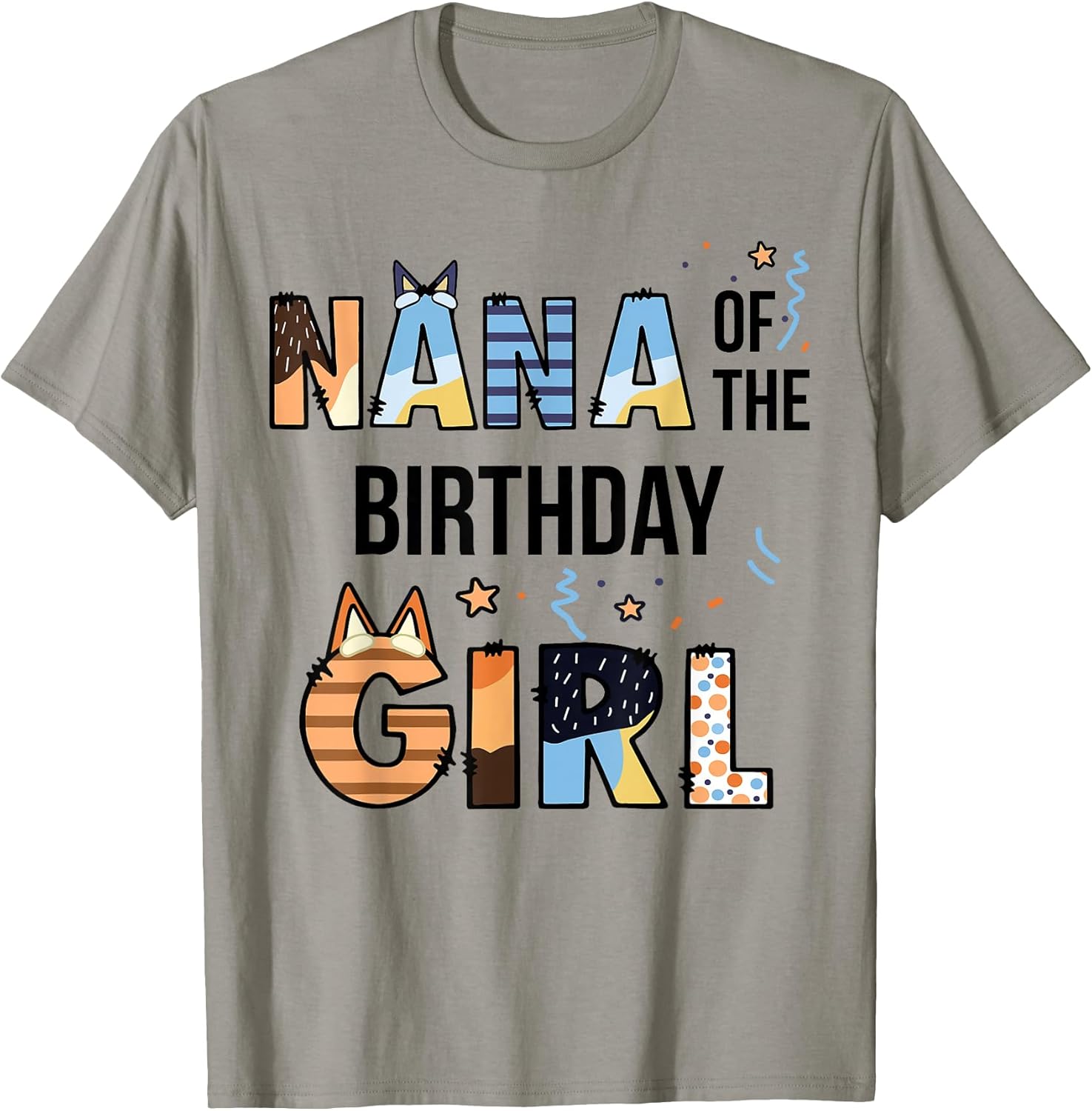 Nana of The Birthday Girl Party Blue Dog Lover Matching T-Shirt