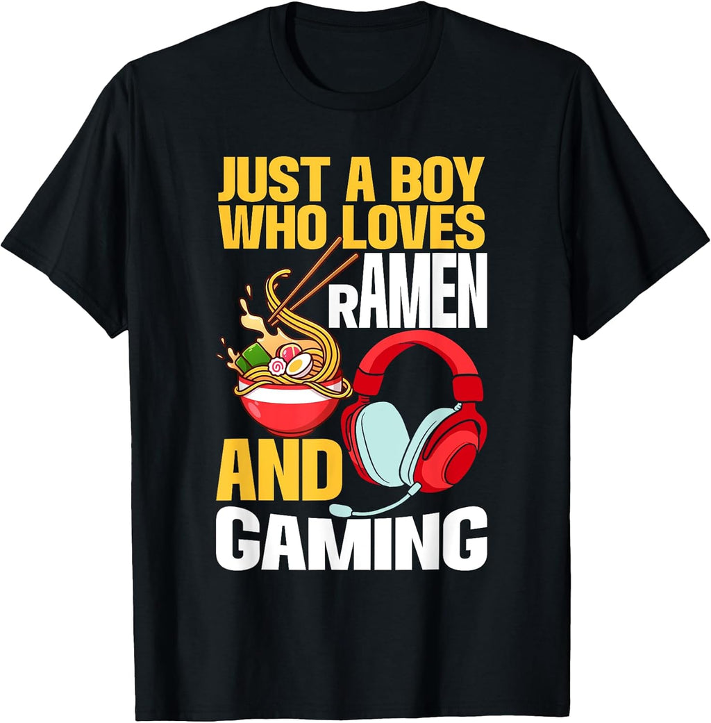 Just A Boy Who Loves Ramen and Gaming Japan Anime Video Game T-Shirt