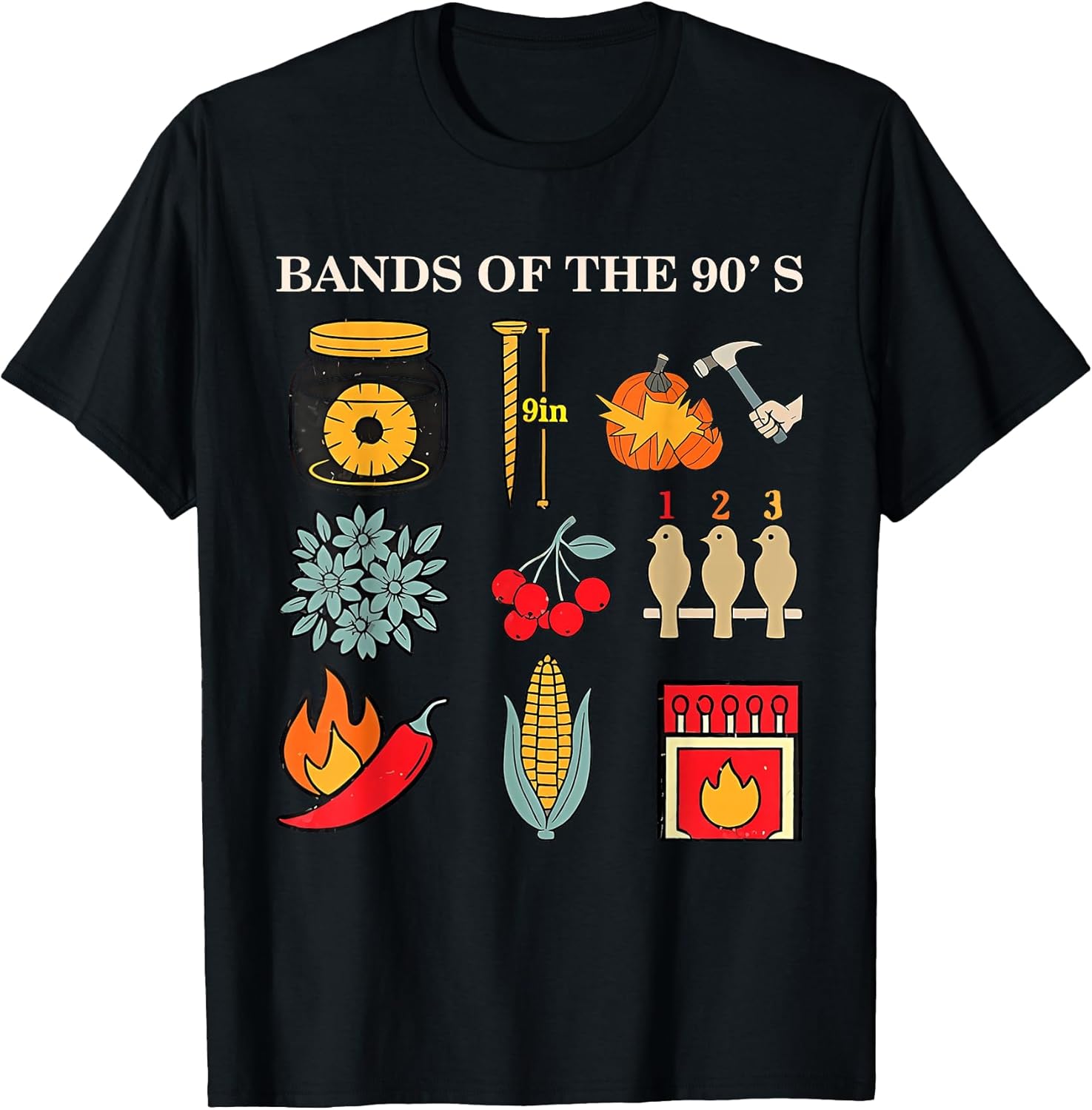 Retro Popular Music Bands of The 90s Rock Funny Vintage T-Shirt