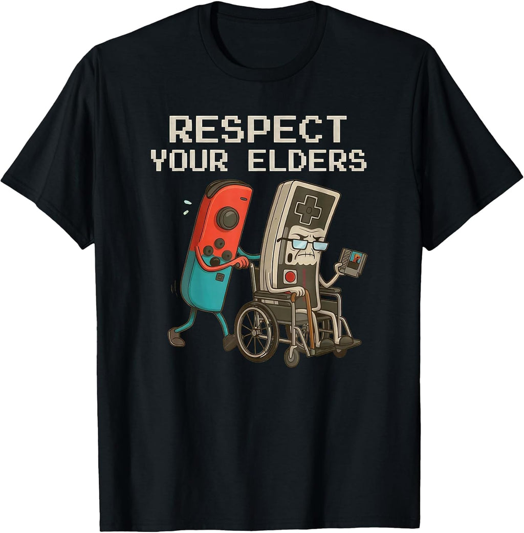 Respect Your Elders Gaming Control Retro Funny Gamer T-Shirt