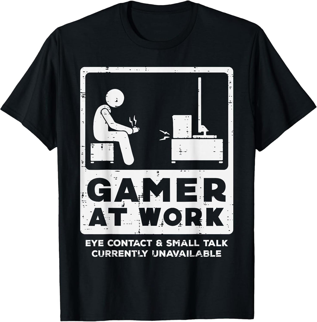Gamer At Work Funny Video Gaming Men Boys Kids Teens Youth T-Shirt