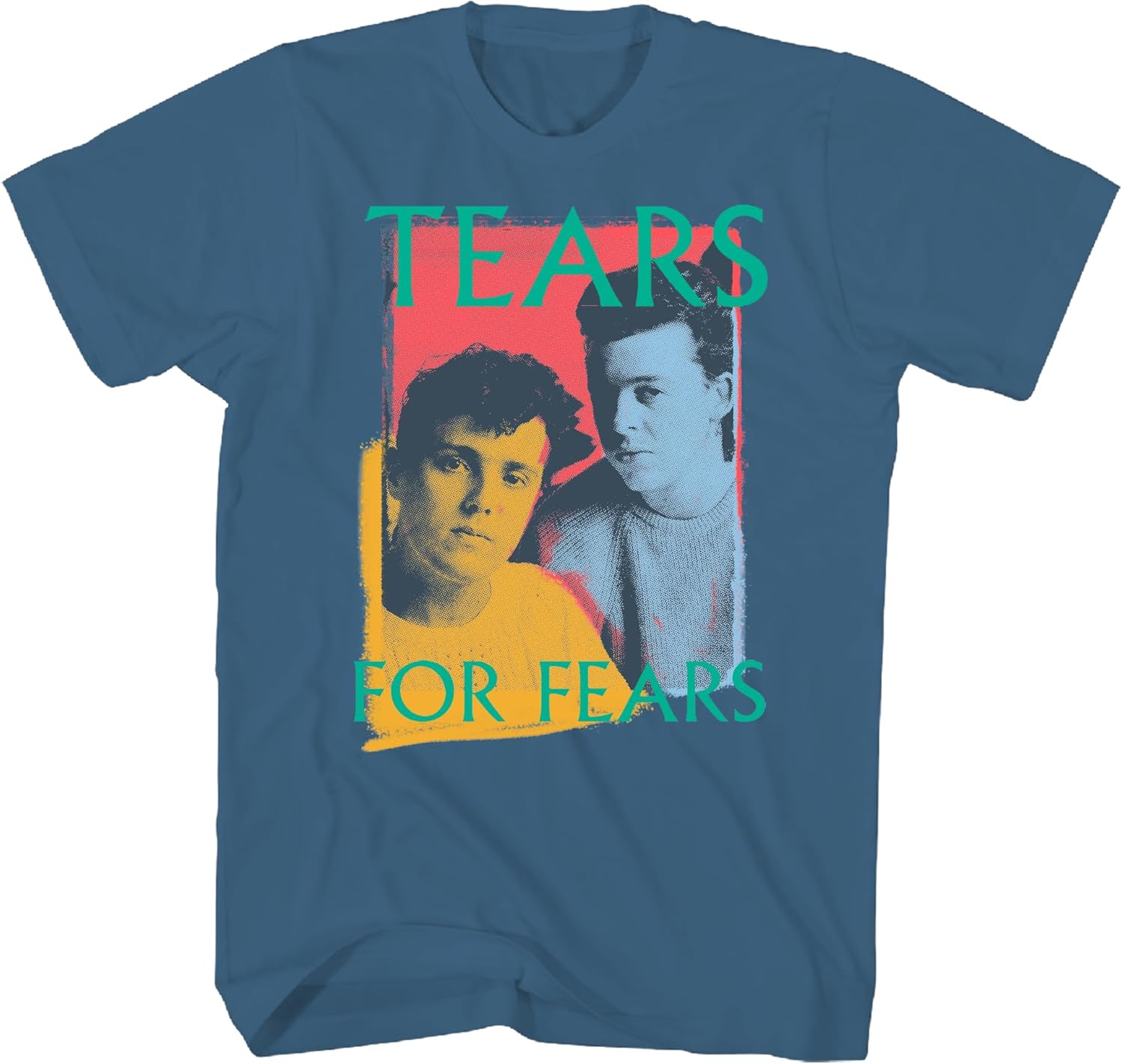 Tears for Fears Band T Shirt Adult Blue Short Sleeve 80s Pop Rock Music Vintage Style Graphic Tees