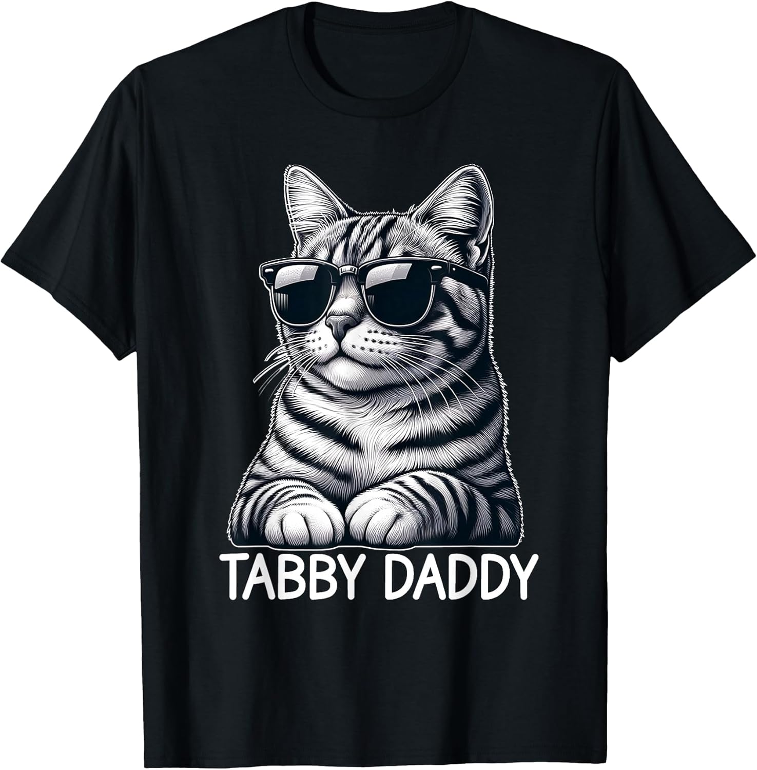 Tabby Daddy Cat Dad Funny Graphic Grey Tabby Cat Lover T-Shirt