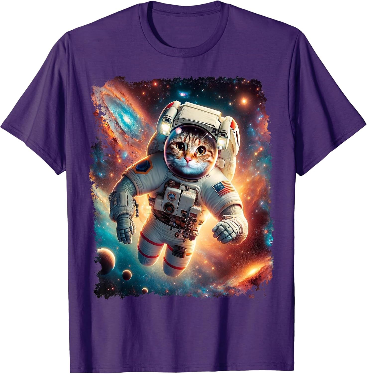 Outer Space Cat Design Merch Clothing