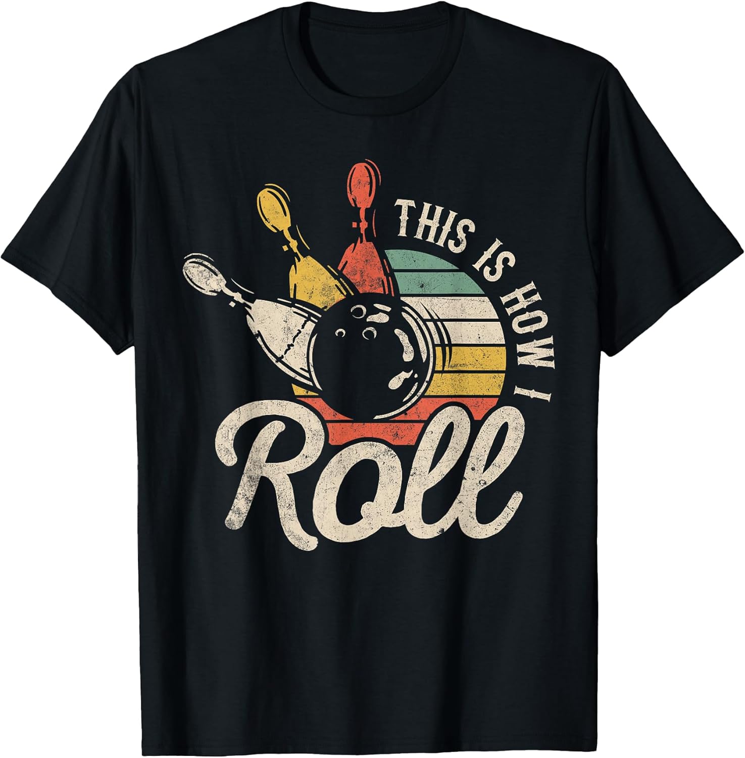 This Is How I Roll Retro Bowling Bowler Funny Gift Cap Sleeve T-Shirt