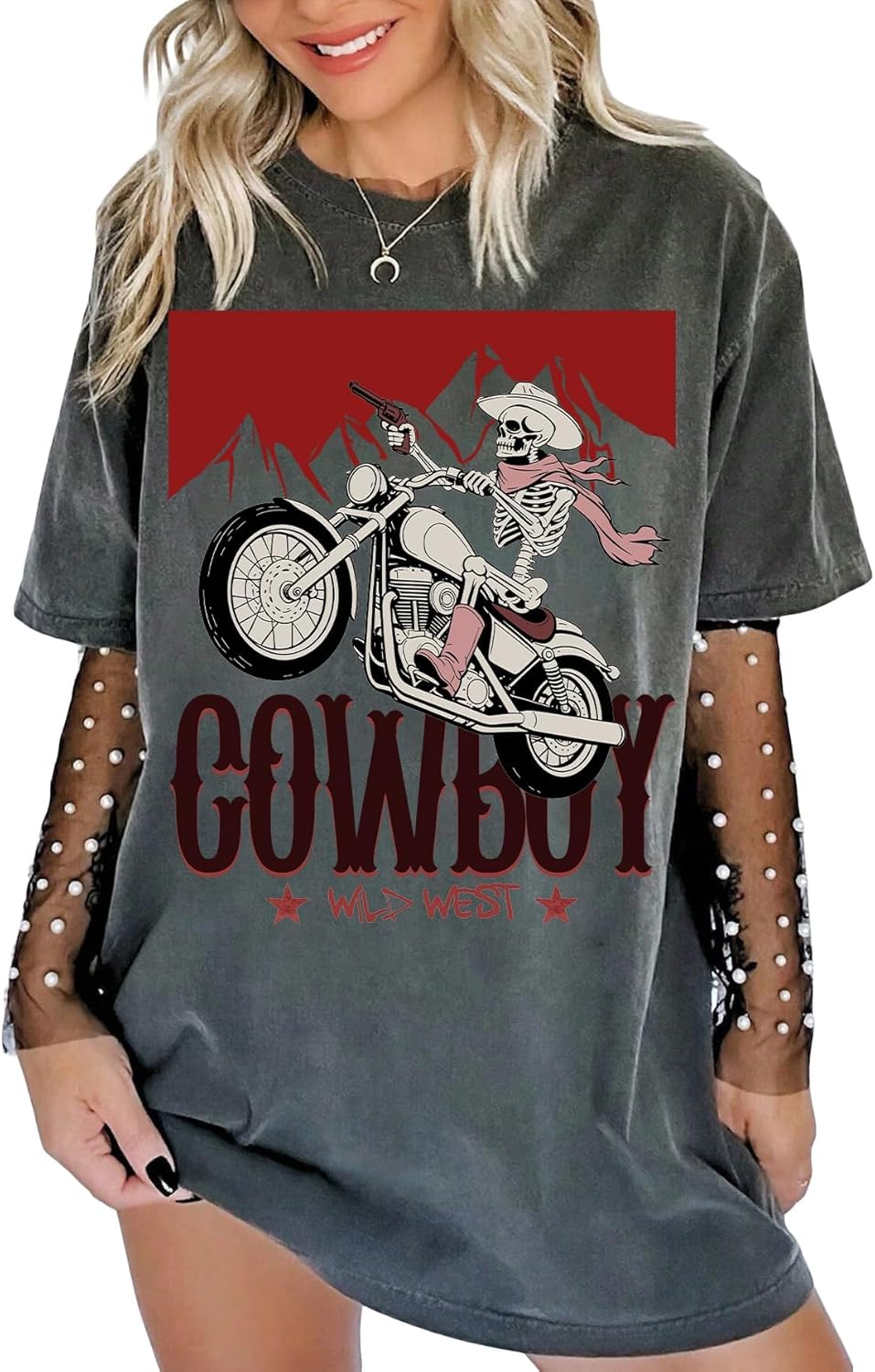 Women's Summer Vintage Graphic Tees Short Sleeve Oversized T Shirt Western Rodeo Country Concert Tops