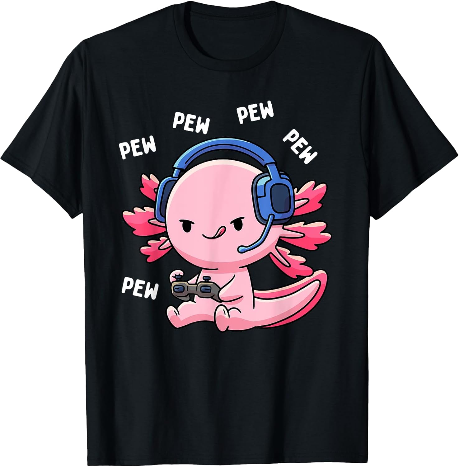 Axolotl Gaming Kids Boys Girls Anime Video Game Pew Gamer T-Shirt Small