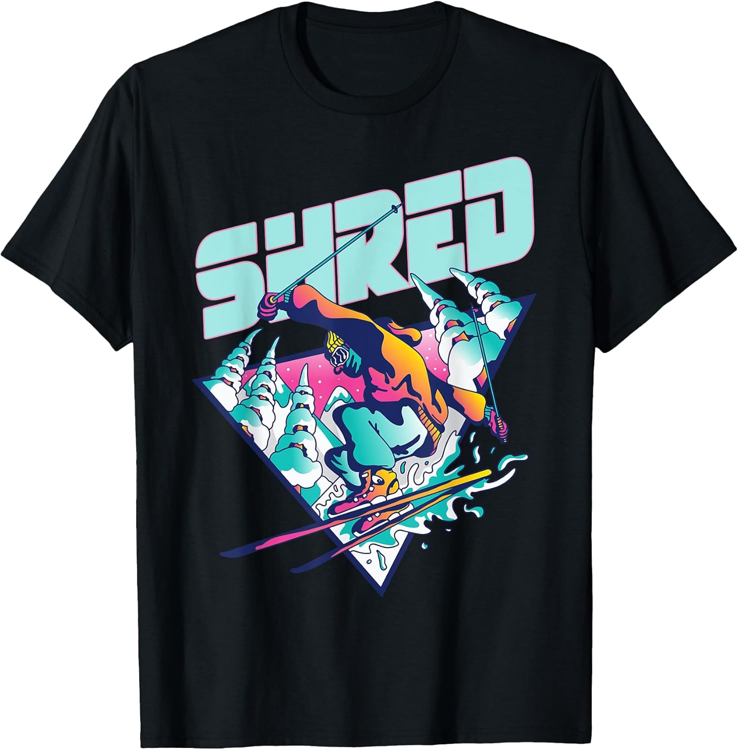 Shred Shirt Vintage Freestyle Ski 80s Costume Retro Skiing T-Shirt
