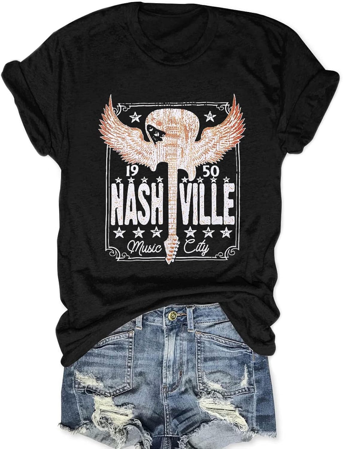 Women Nashville Shirts Vintage Country Music T Shirt Short Sleeve Rock Band Tops