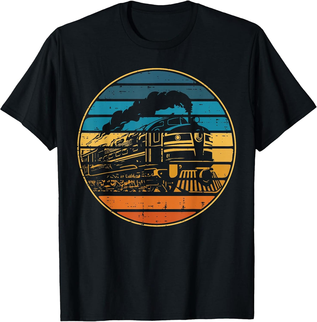 Train Locomotive Conductor Retro Railroad Boys Kids Men Teen T-Shirt