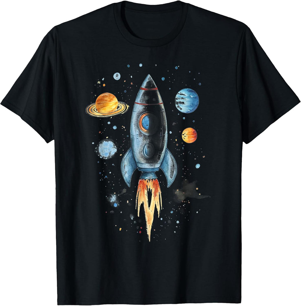 Vintage Rocket Ship And Planets