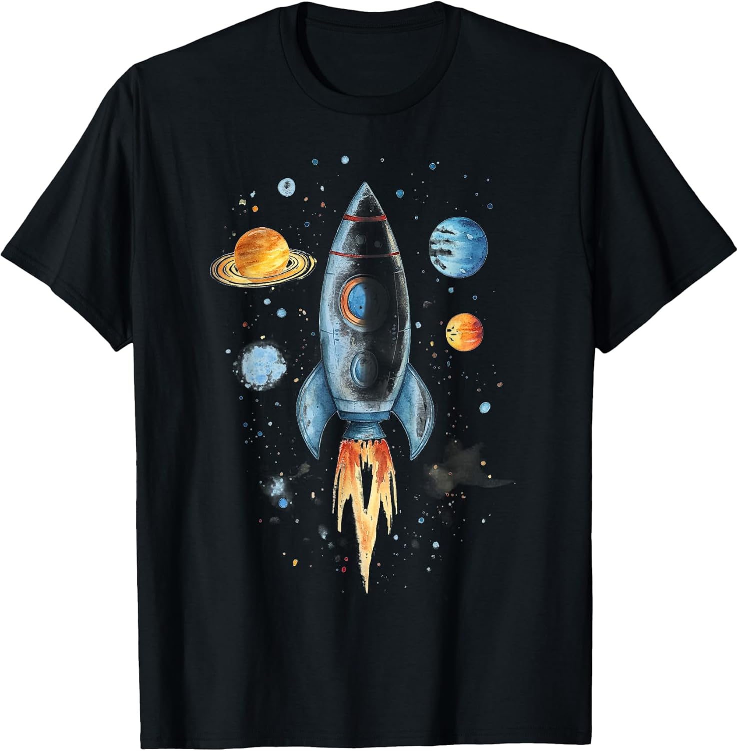 Vintage Rocket Ship And Planets