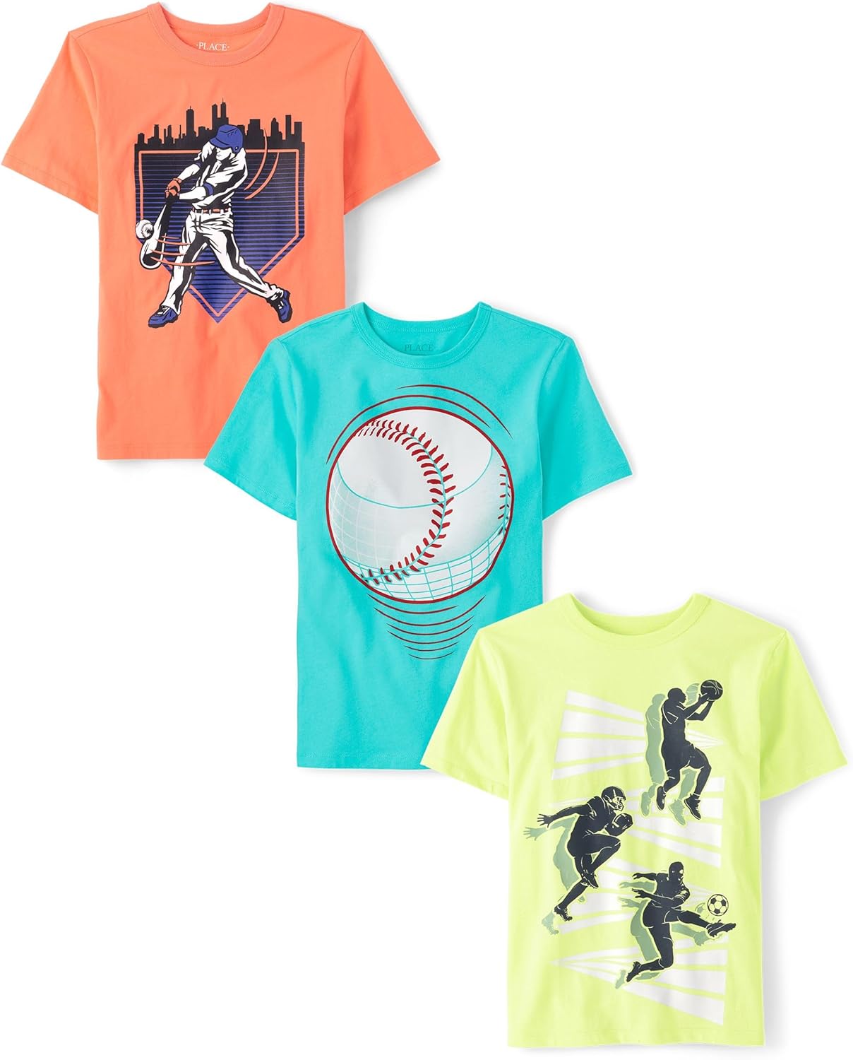 Boys' Sports Short Sleeve Graphic T-Shirts, Multipacks