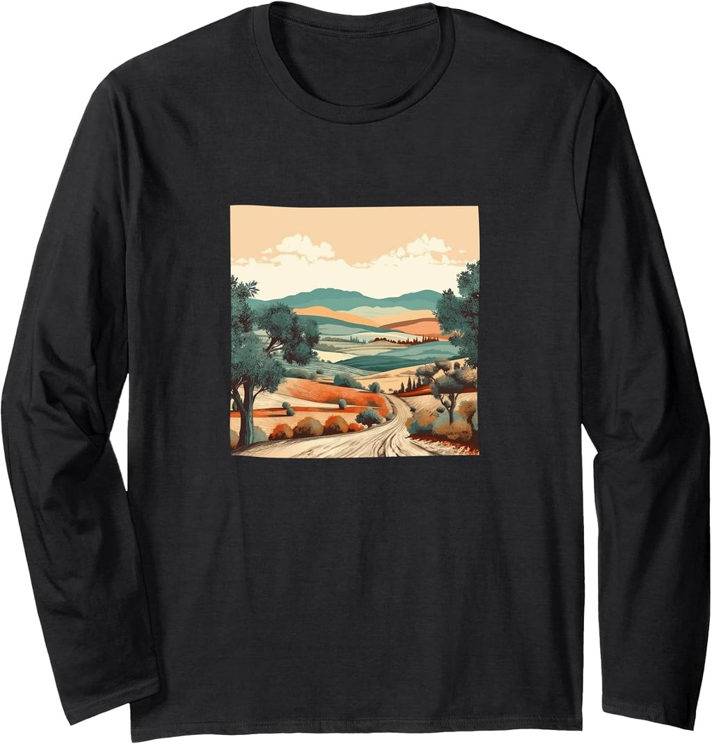 Hills With Olive Trees Vintage Landscape Merch