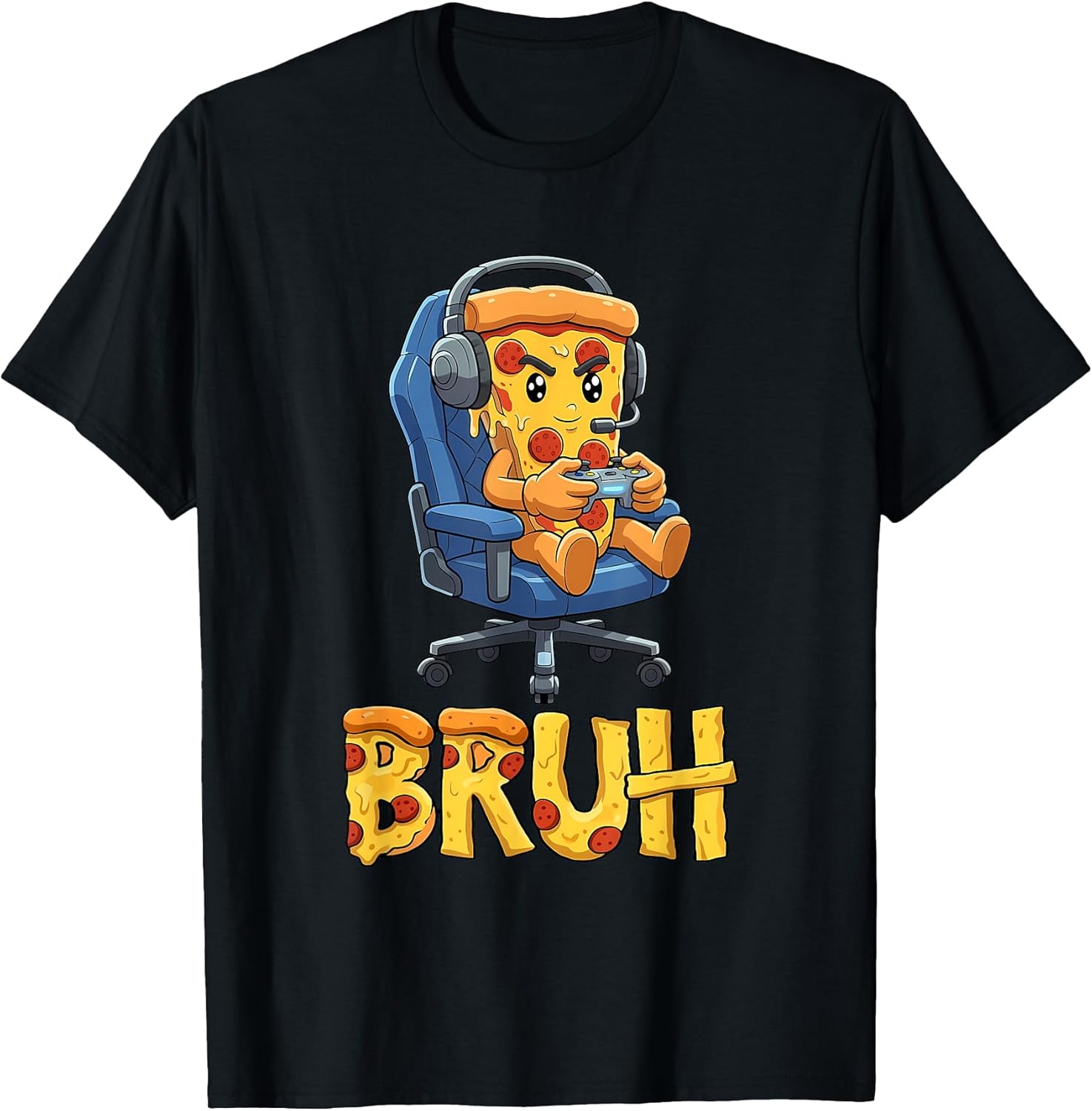 Bruh Pizza Gamer Funny Gaming Meme Tee for Gamer Boys Kids T-Shirt