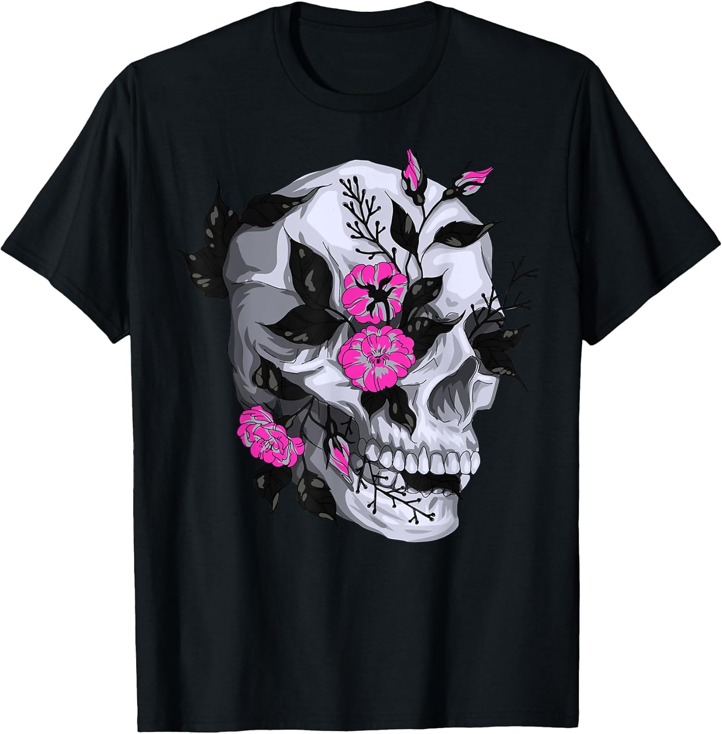 Pink Flowers On A skull