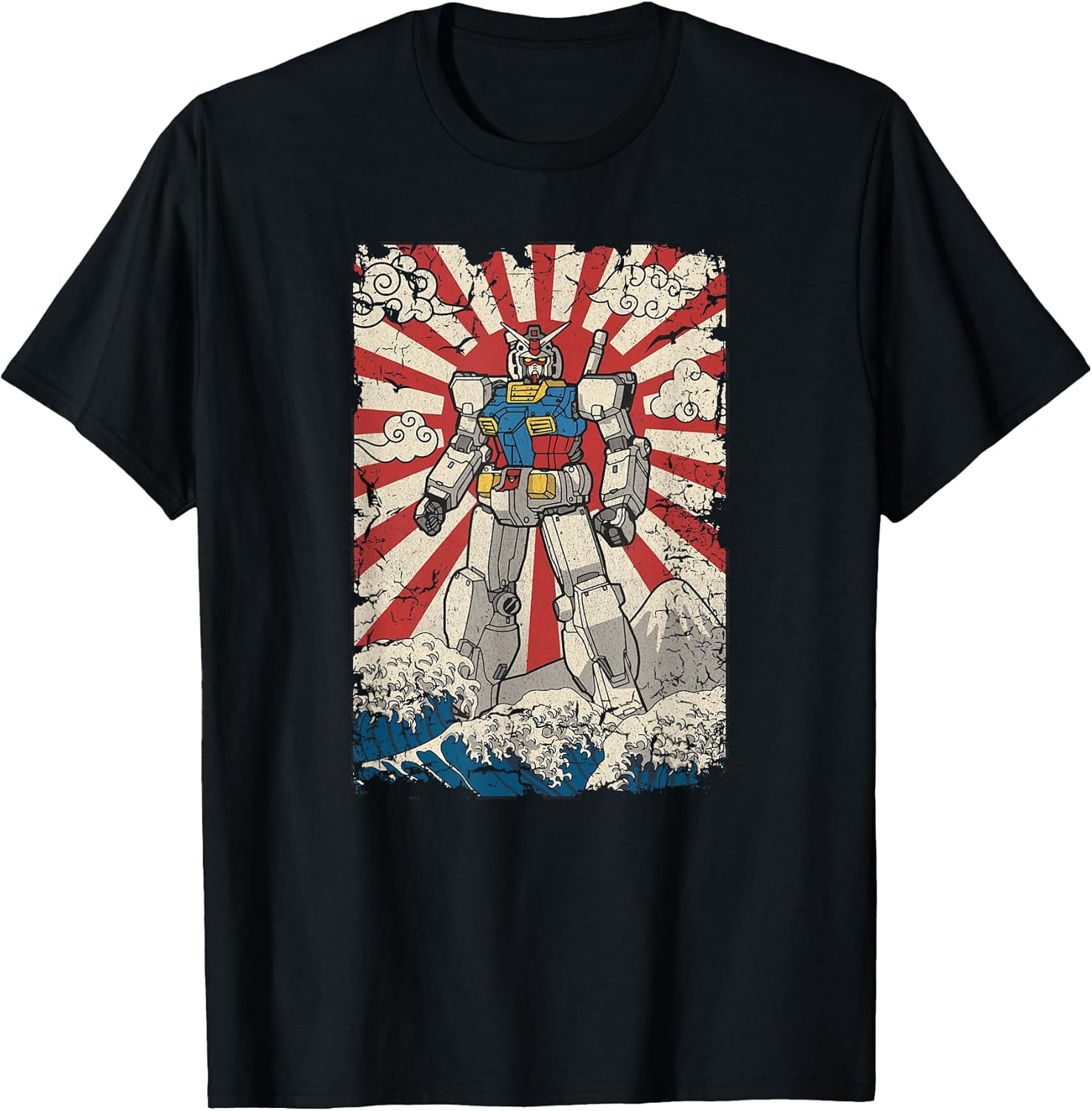 Japanese Mecha Anime Robot Kanagawa Great Wave Manga T-Shirt
