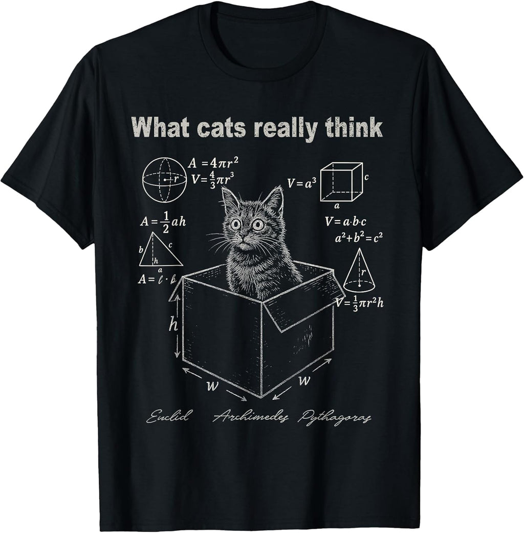 Funny Cat in Box Math Humor Design for Cat Lovers T-Shirt