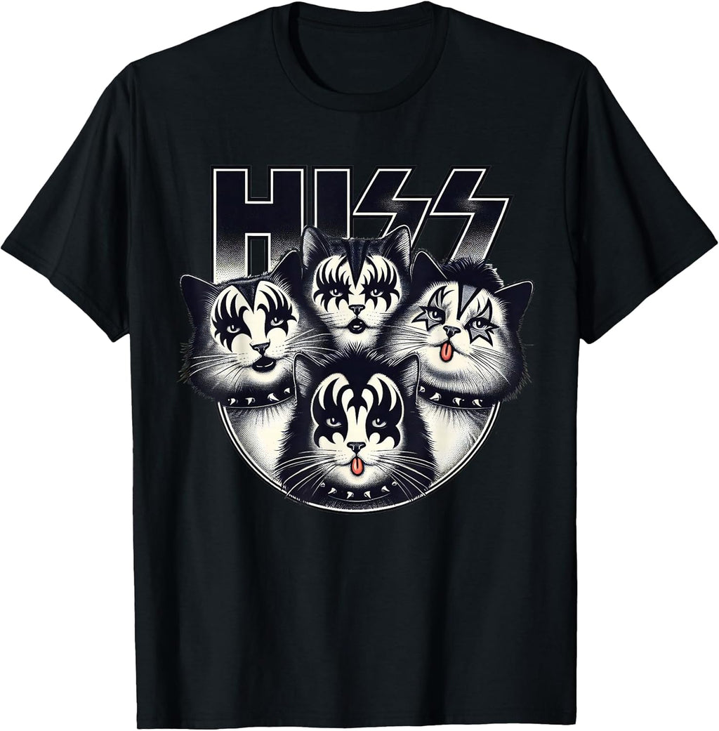 Cute Hiss Cats Rock Kittens Kitty Rocking Music Cat Lovers T-Shirt