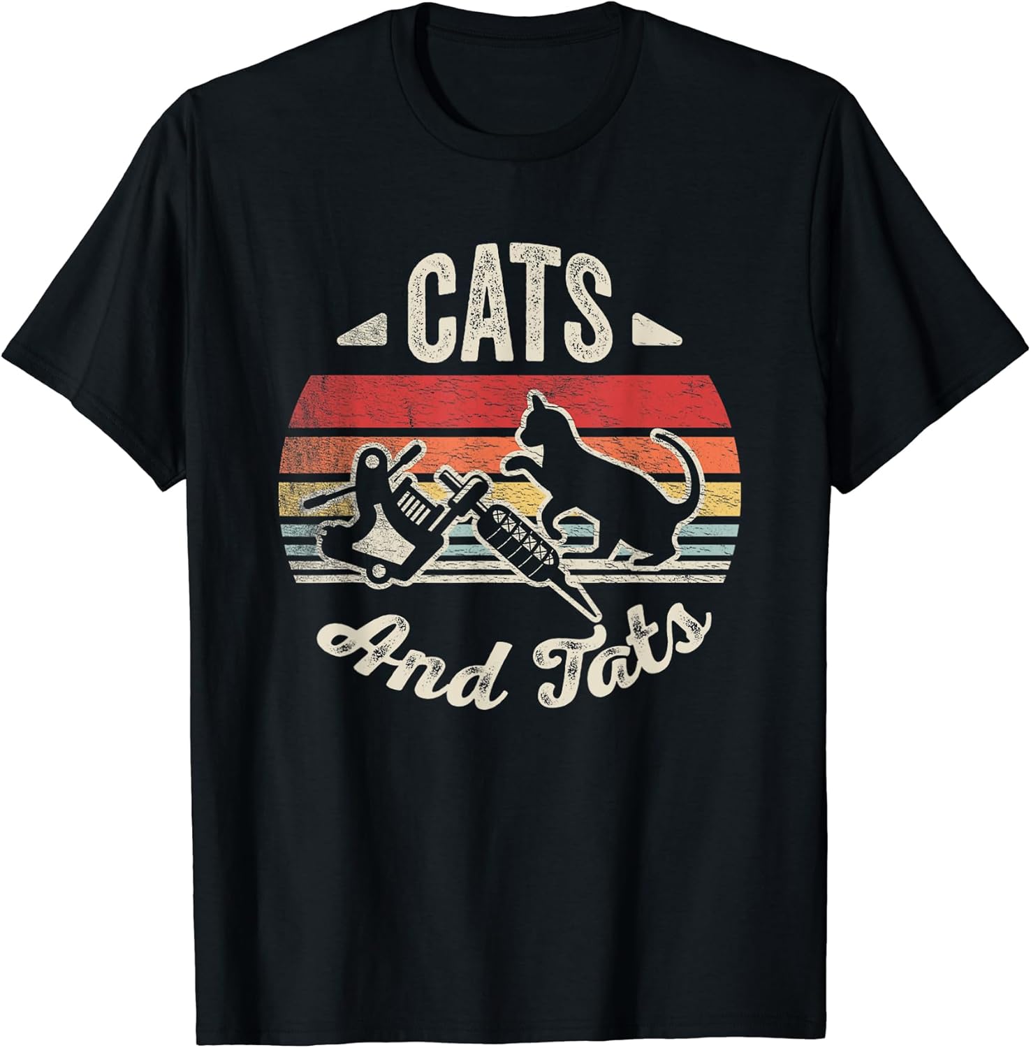 Vintage Cats And Tats Shirt Cat Tattoo Lover Cats & Tats Men Women T-Shirt