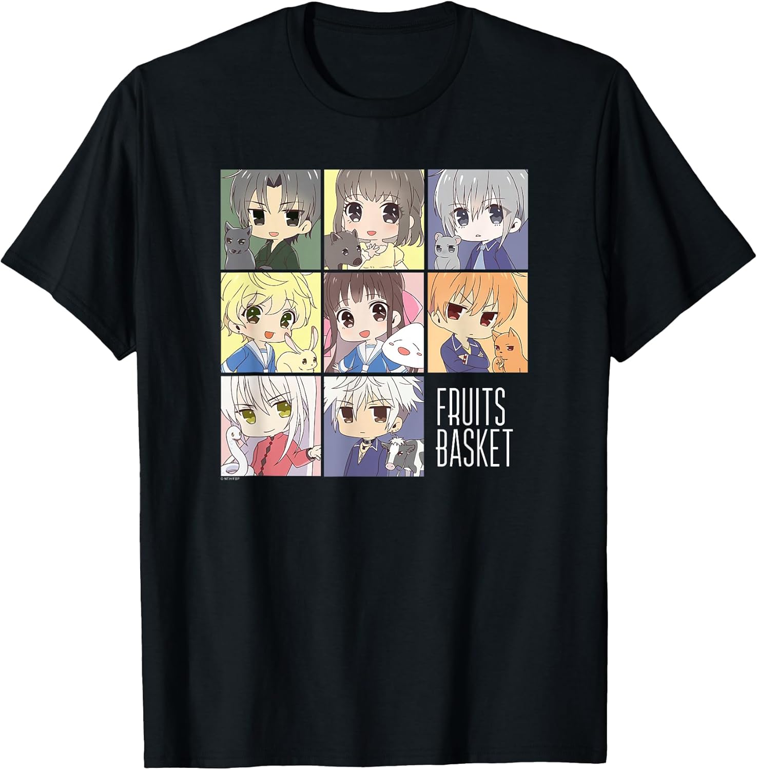 Pastel Chibi Character Grid Anime T-Shirt