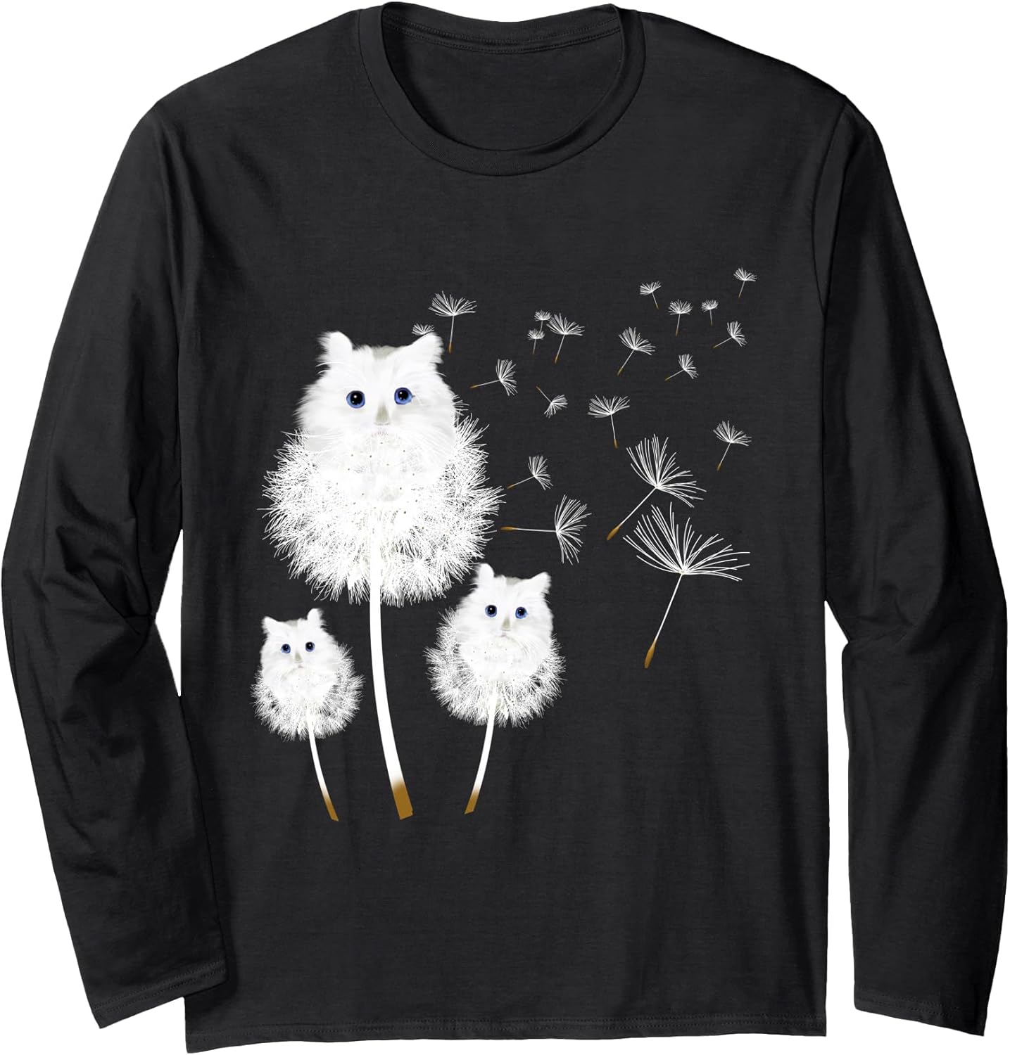 Cat Dandelion Amazing Flower Cat Lover Design Women Girls Long Sleeve T-Shirt