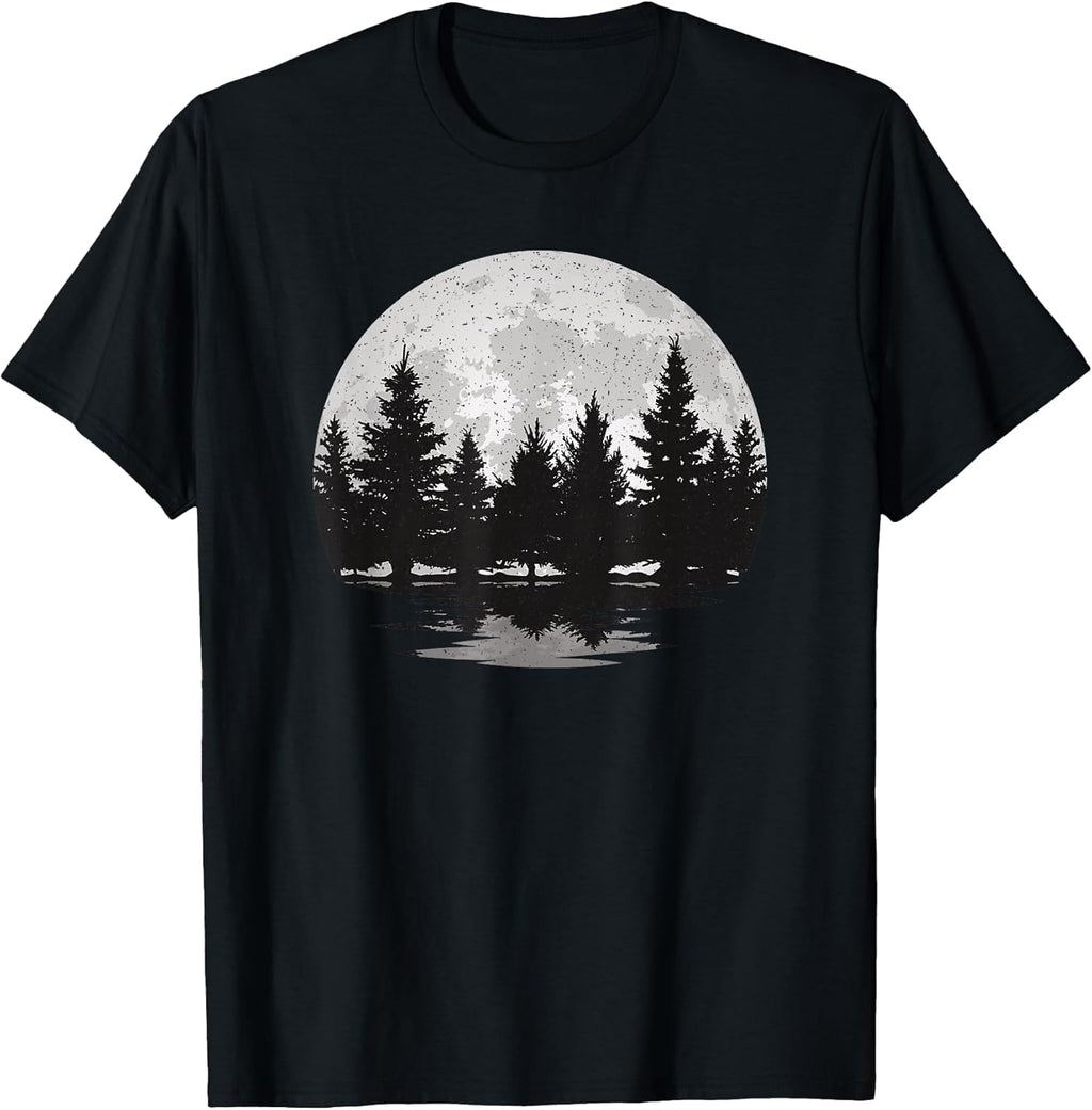 Forest Moon Landscape Outdoor Nature Vintage Graphic Men T-Shirt