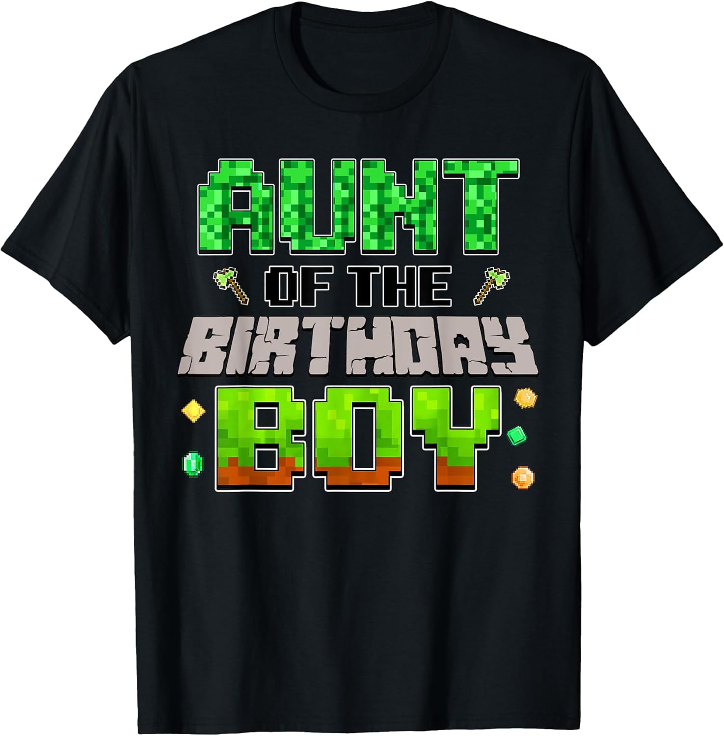 Aunt Of The Birthday Boy Family Gaming Pixel Birthday Party T-Shirt
