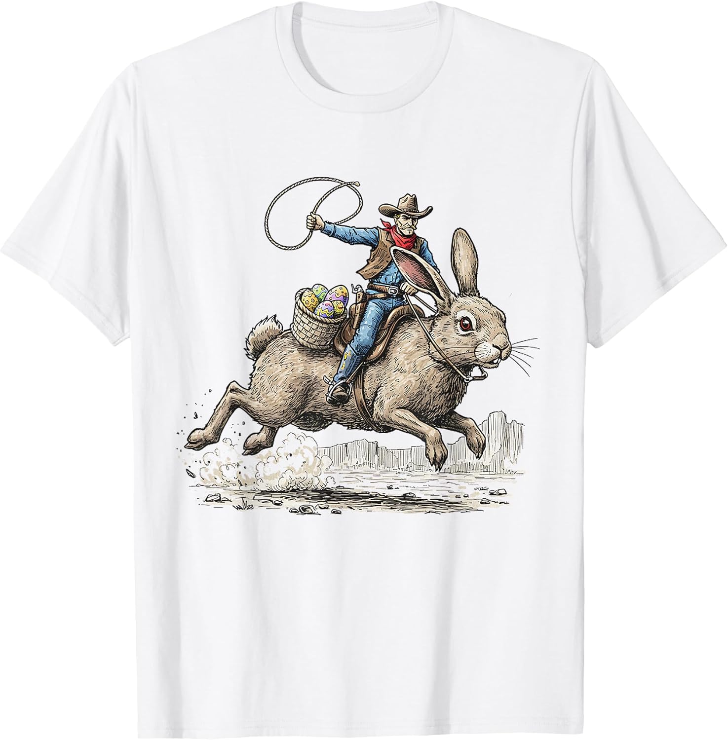 Cowboy Riding Easter Bunny Tee.Cowboy Easter Bunny