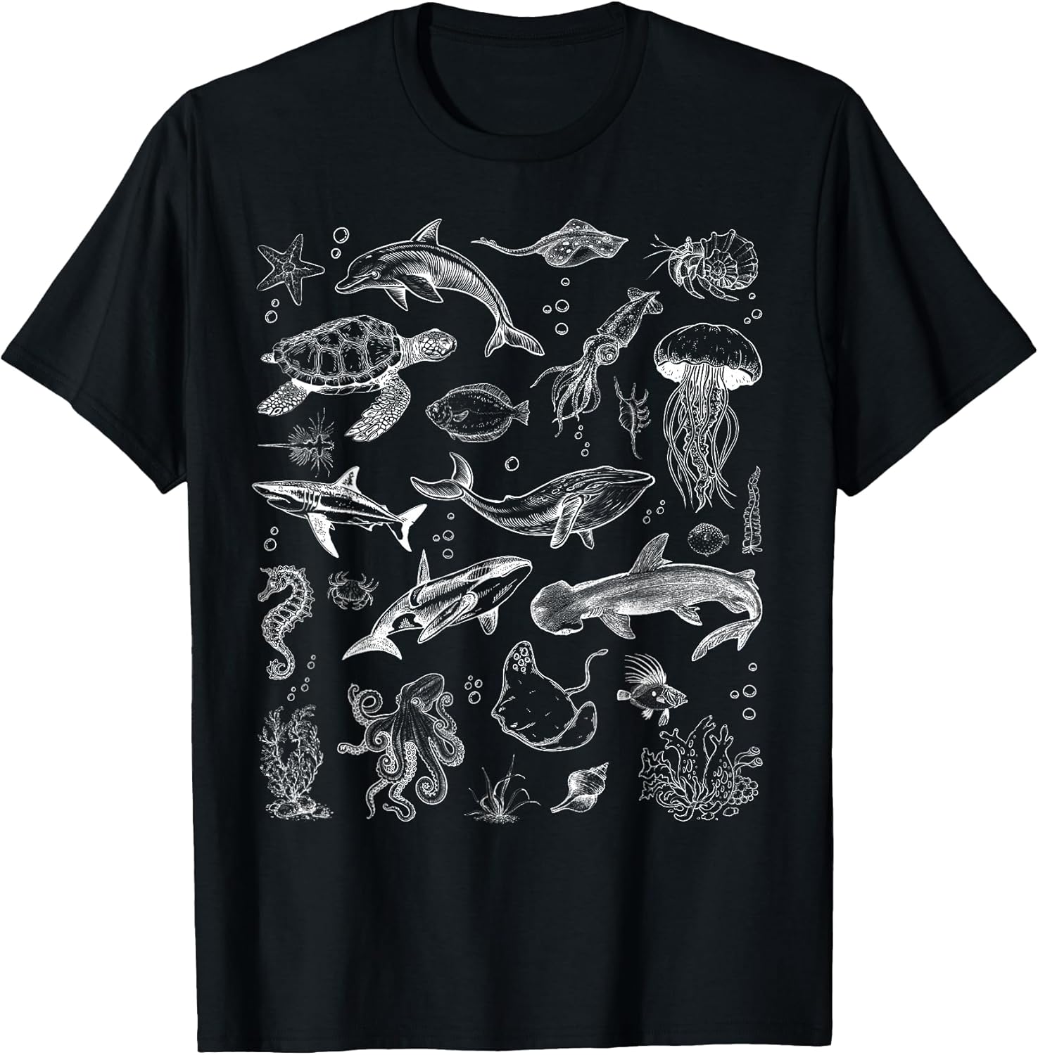 Ocean Wildlife Tattoo Sea Animals 80s 90s Retro Vintage T-Shirt