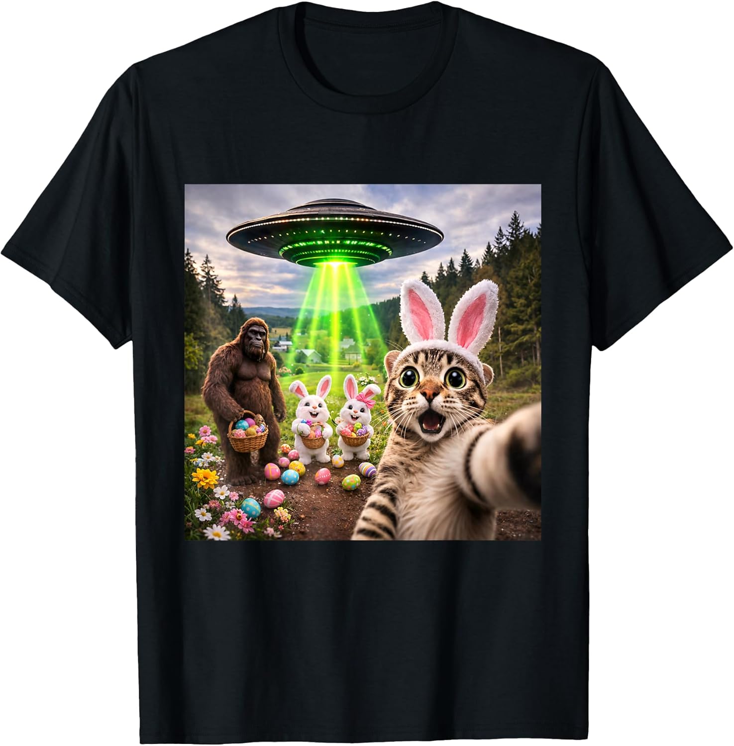 Cat Selfie Bigfoot Bunny UFO Easter Humor