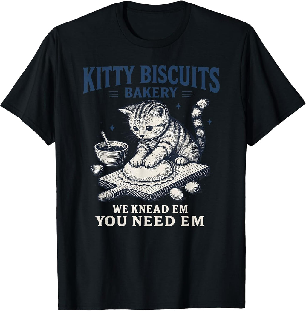 Funny Baking Art Kitty Biscuits Bakery Cat Lover T-Shirt