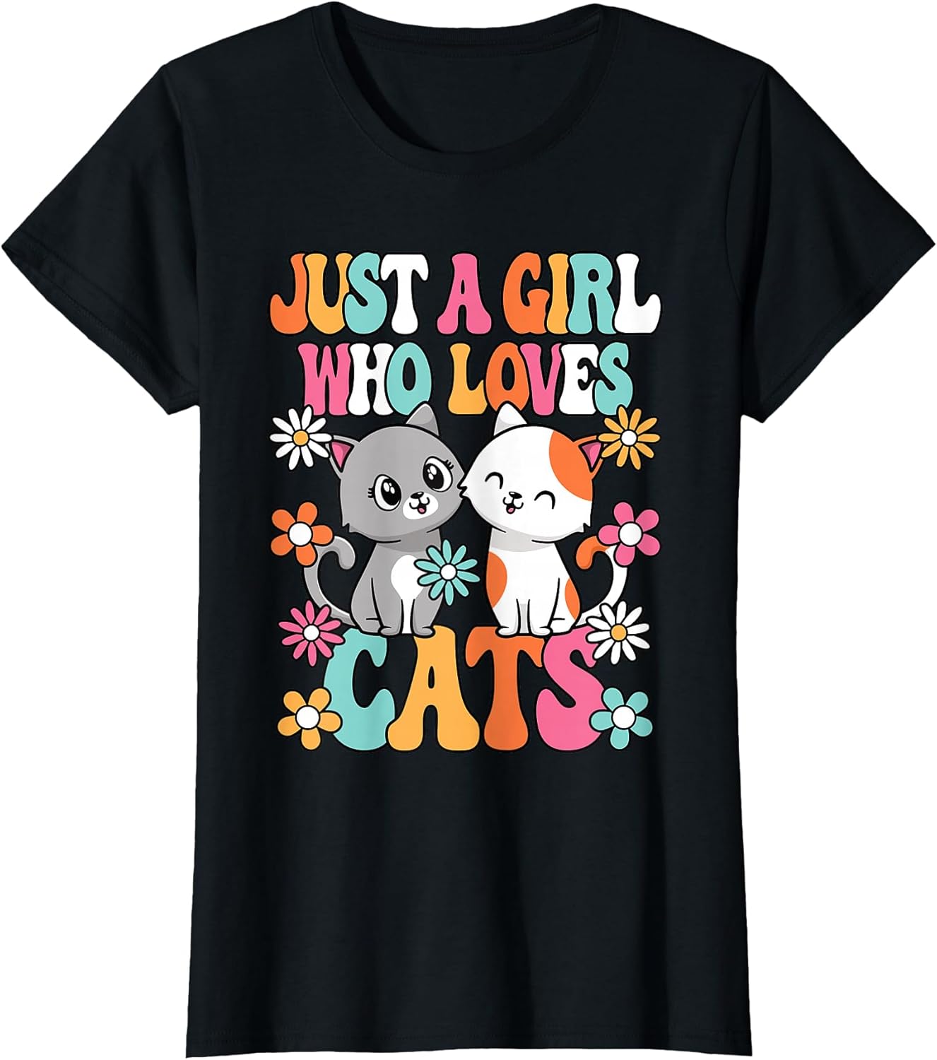 Just A Girl Who Loves Cats Cute Cat Lover Kitten Girls Kids T-Shirt