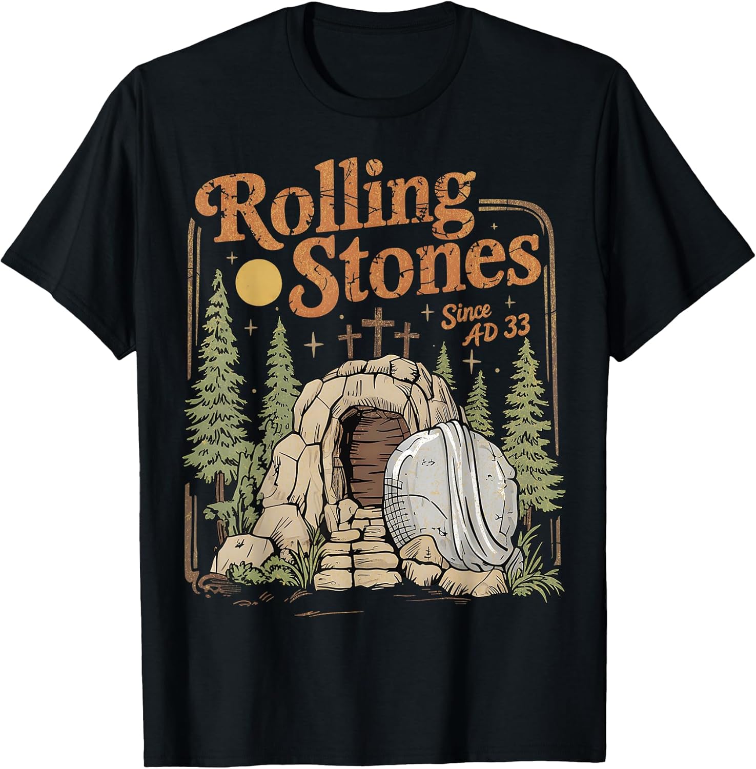 The Stone was Rolled Away He Alive Retro Christian Easter T-Shirt