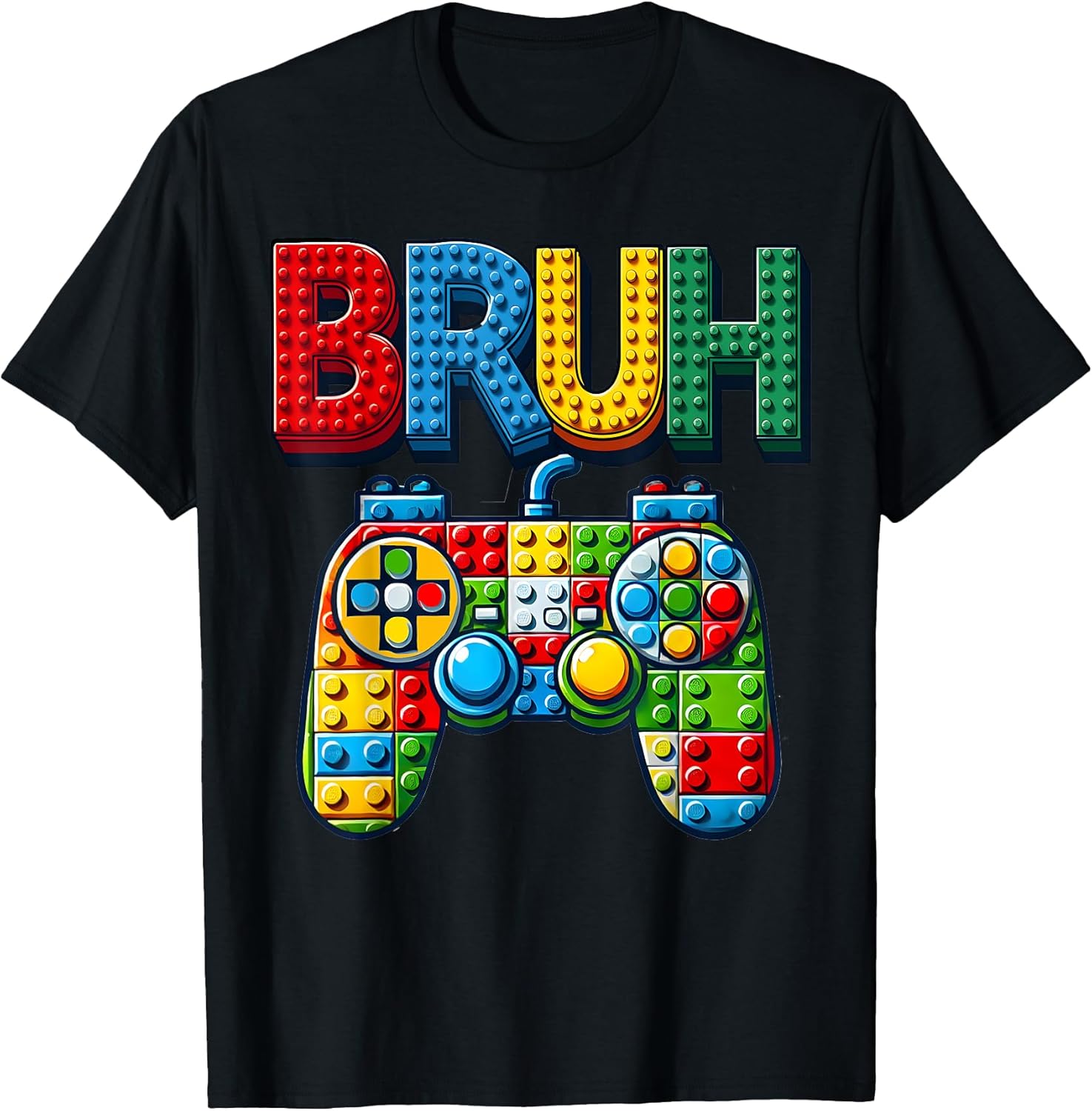 Play Building Blocks Bruh Saying Gamer Boys Brick Builder T-Shirt