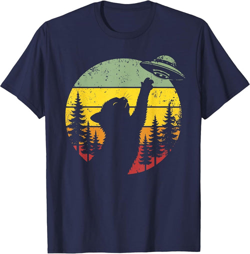 Alien Cat Sunset UFO Day Merch...